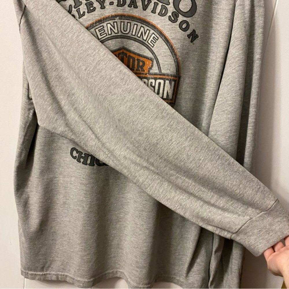 Y2K Vintage Harley Davidson Long Sleeve Shirt Grey Girl Biker Bike Babe Woman - Picture 7 of 14